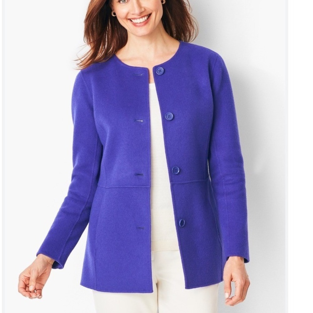 Talbots Women's Double Face Wool Jacket Purple Button Front- Size 6